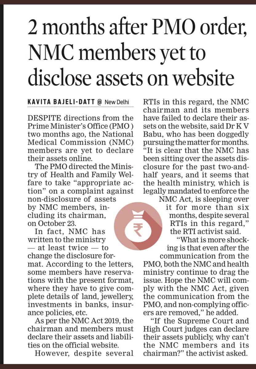 The @NMC_IND is sitting over it for two and a half years The @MoHFW_INDIA sleeping over it for more than 6 months Even after the communication from the @PMOIndia on 23rd Oct,not uploaded on the website ! Both NMC & MoH dragging it . Shocking indeed ! @KavitaDatt story