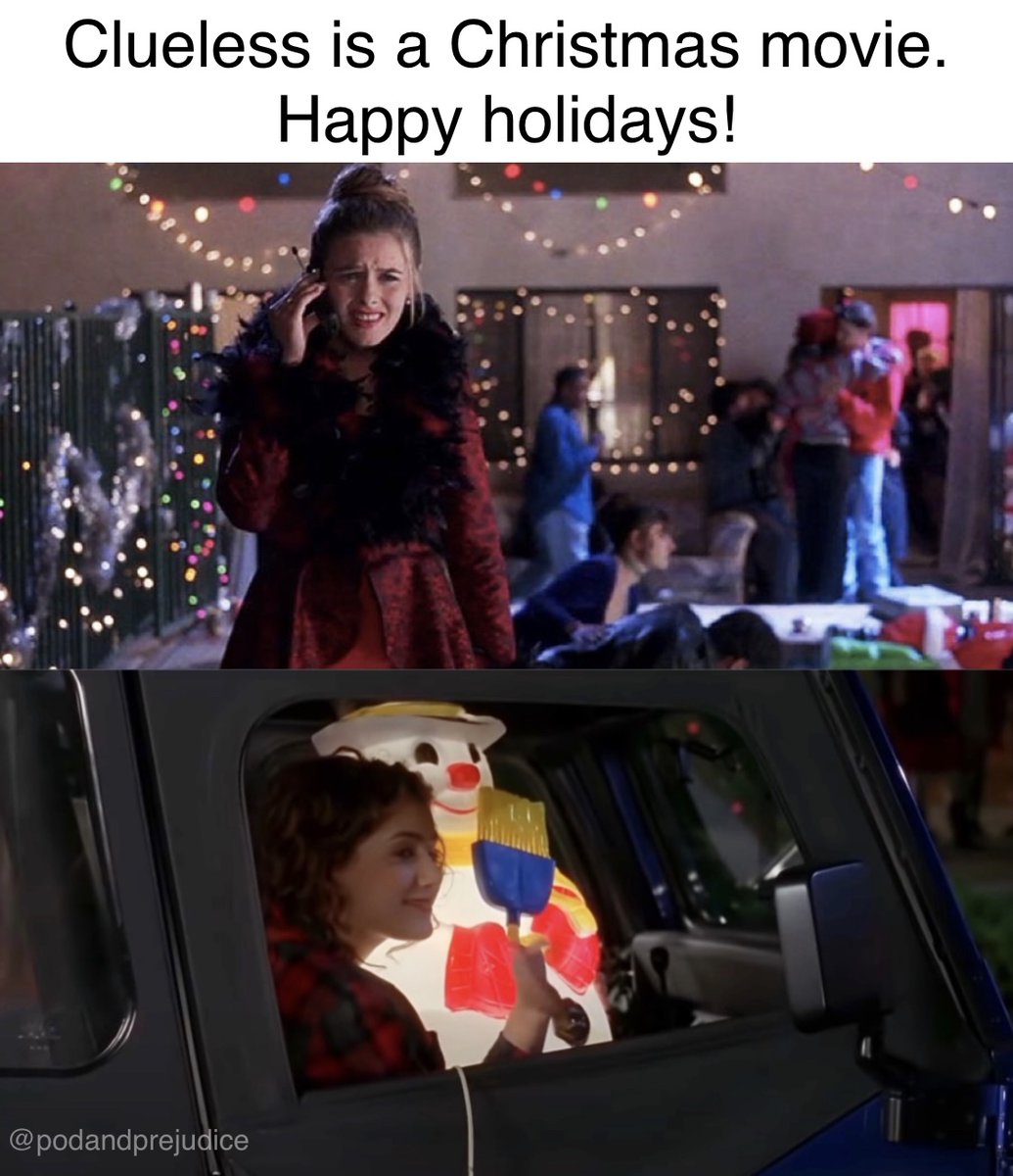 podandprejudice's tweet photo. Happy holidays! Our gift to you is that Clueless is a Christmas movie. Oh, also that we have a new episode out today! We're joined by @VoteForMeKellyB to talk about the first half of the eminently quotable 1995 classic, Clueless. Listen at https://t.co/qkYYT6jzZD! https://t.co/kKVAcNSFoq