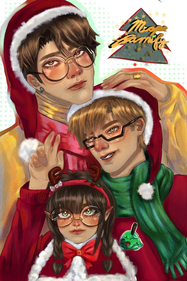 Feliz navidad a la familia miope favorita!!! 🎄 💚❤

#elmarianafanart #slimeciclefanart
#misclickduofanart #juanaflippafanart #qsmpfanart