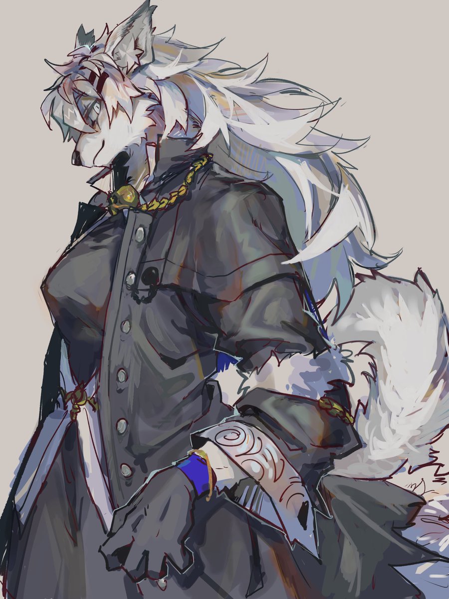 lappland (arknights) 1girl solo animal ears long hair wolf ears coat tail  illustration images