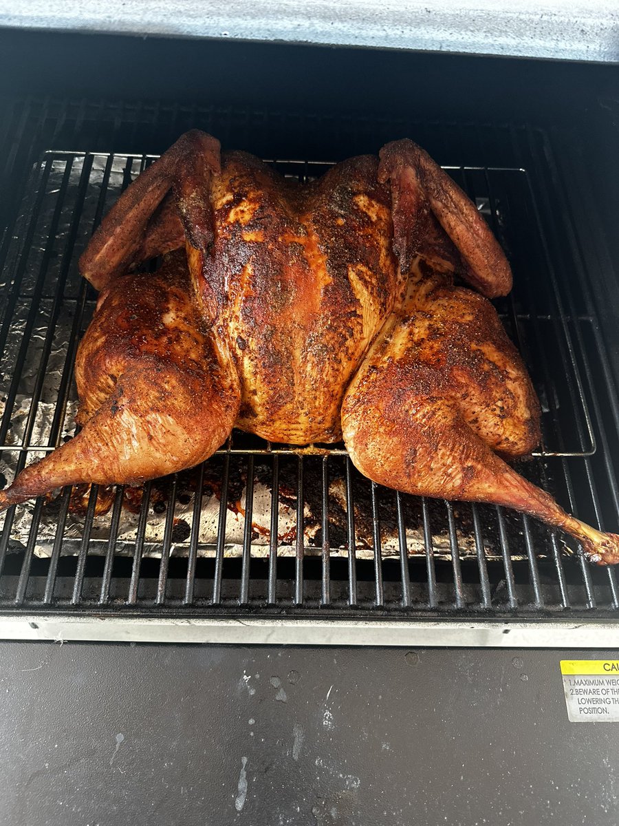 First time spatchcocking a turkey. Brined with the bird baptism and seasoned with Texas sugar. <a href="/MeatChurch/">Meat Church ™</a>  delicious!