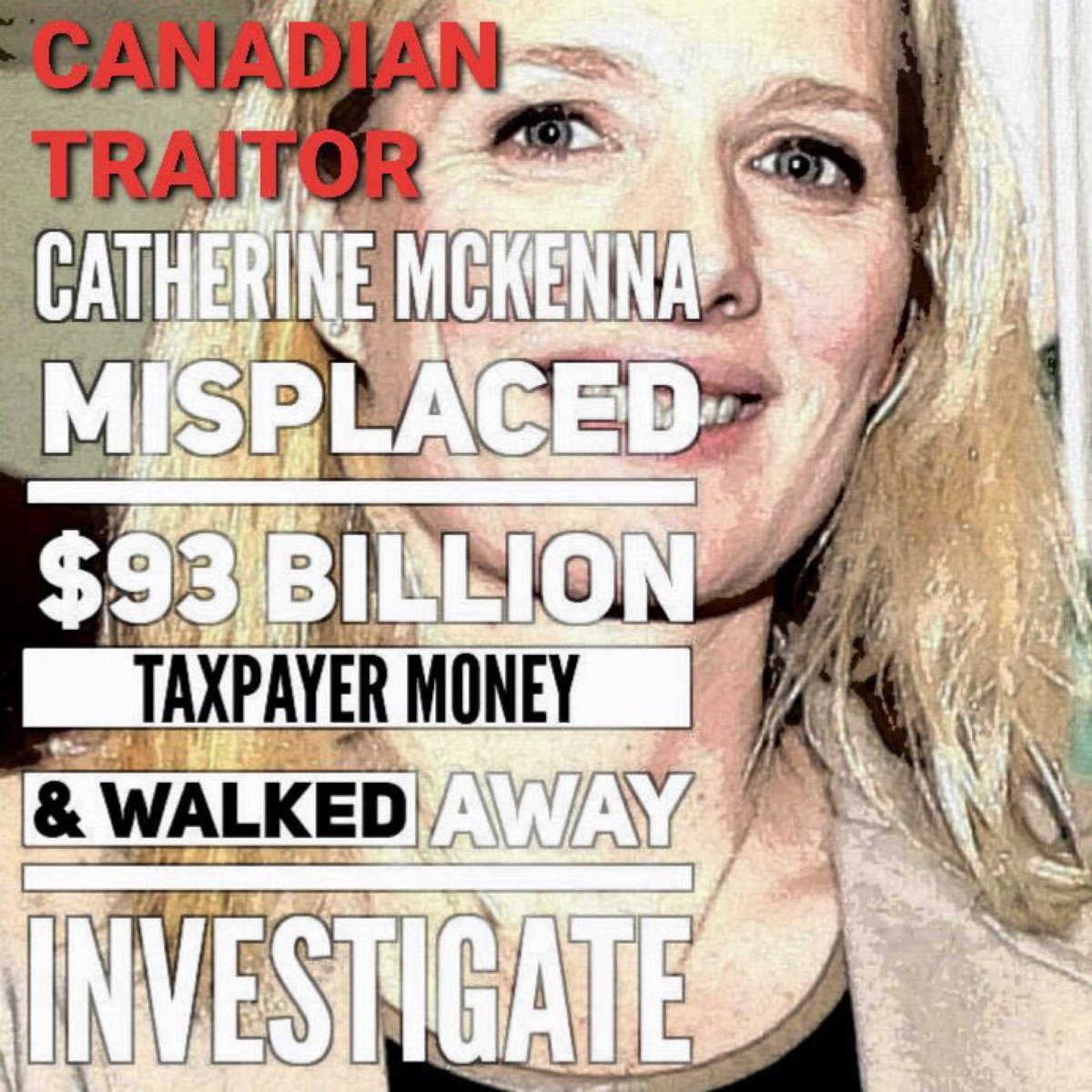 Well Canadians let take a trip down Liberal incompetence lane. This women Catherine McKenna was the Infrastructure Minister who was in charge of a large amount of money! How did she misplace $93 MILLION DOLLARS and was never accountable for it! Liberal Incompetence!