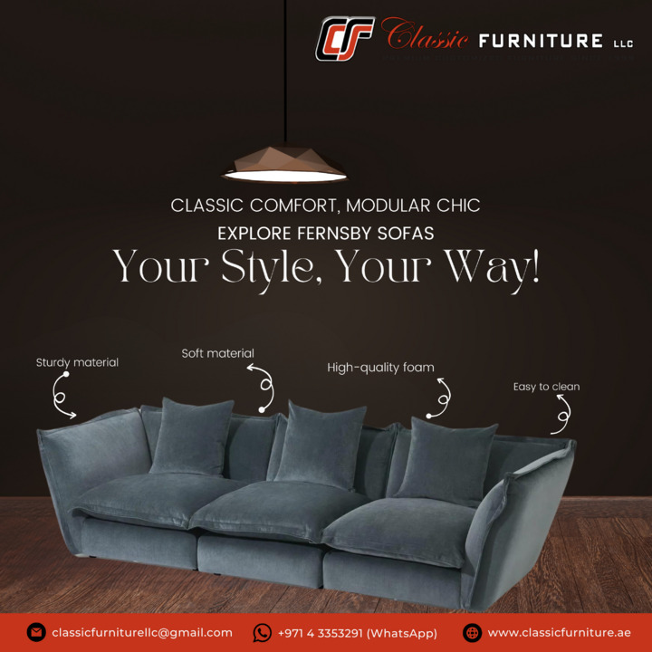 classic32958115's tweet image. Fernsby Sofas offer classic comfort and modular sophistication. Use soft but durable, fine-quality, and easily-cleanable materials to create your own look.

visit us at classicfurniture.ae 

#classicfurniture #classiccomfort #modularchic #fernsbystyle #softandsturdy #sofa