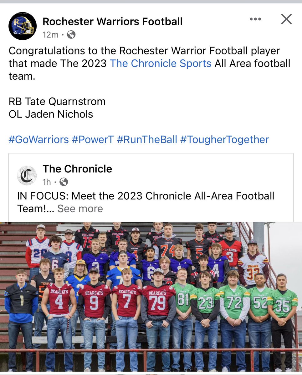 Proud to be made part of the <a href="/ChronlineSports/">Chronicle Sports</a> All-Area team.