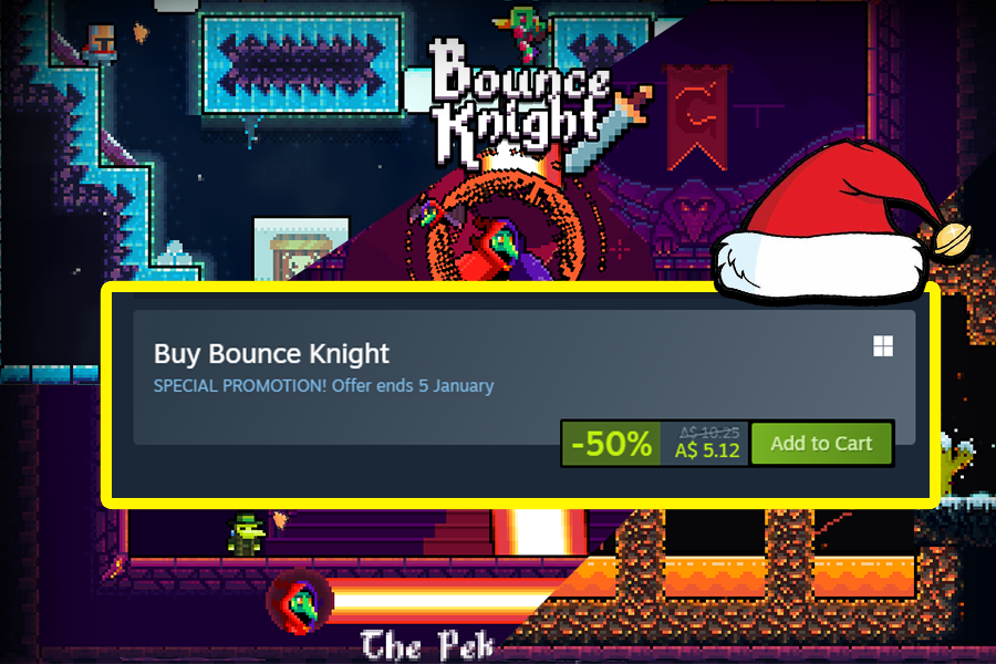 Ceej_Games's tweet photo. Wowzers it's that blessed Winter Sale again, Unsure of what to play? feeling lonesome, deflated, well give a go to #BounceKnight🎮 to bring joy and comfort back into your life.
https://t.co/MsKnZxRoeE
 #indiedevhour #indiegame #indiedev #gamedev #retrogames #retrogaming #pixelart https://t.co/iC5JrF9mkV