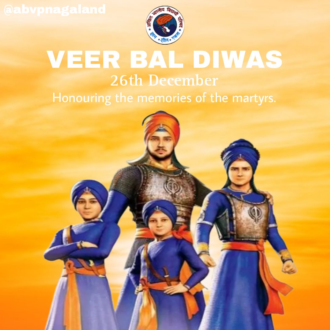 AbvpNagaland's tweet photo. Sahibzada Baba Zorawar Singh Ji and Sahibzada Baba Fateh Singh Ji, the youngest sons of Guru Gobind Singh Sahib Ji, on 12 December 1705, were martyred by being sealed alive in a wall after enduring immense courage.

#abvp #abvpnagaland #abvpvoice #nagaland #veerbaldiwas #veeebal https://t.co/HnlbVagHTA