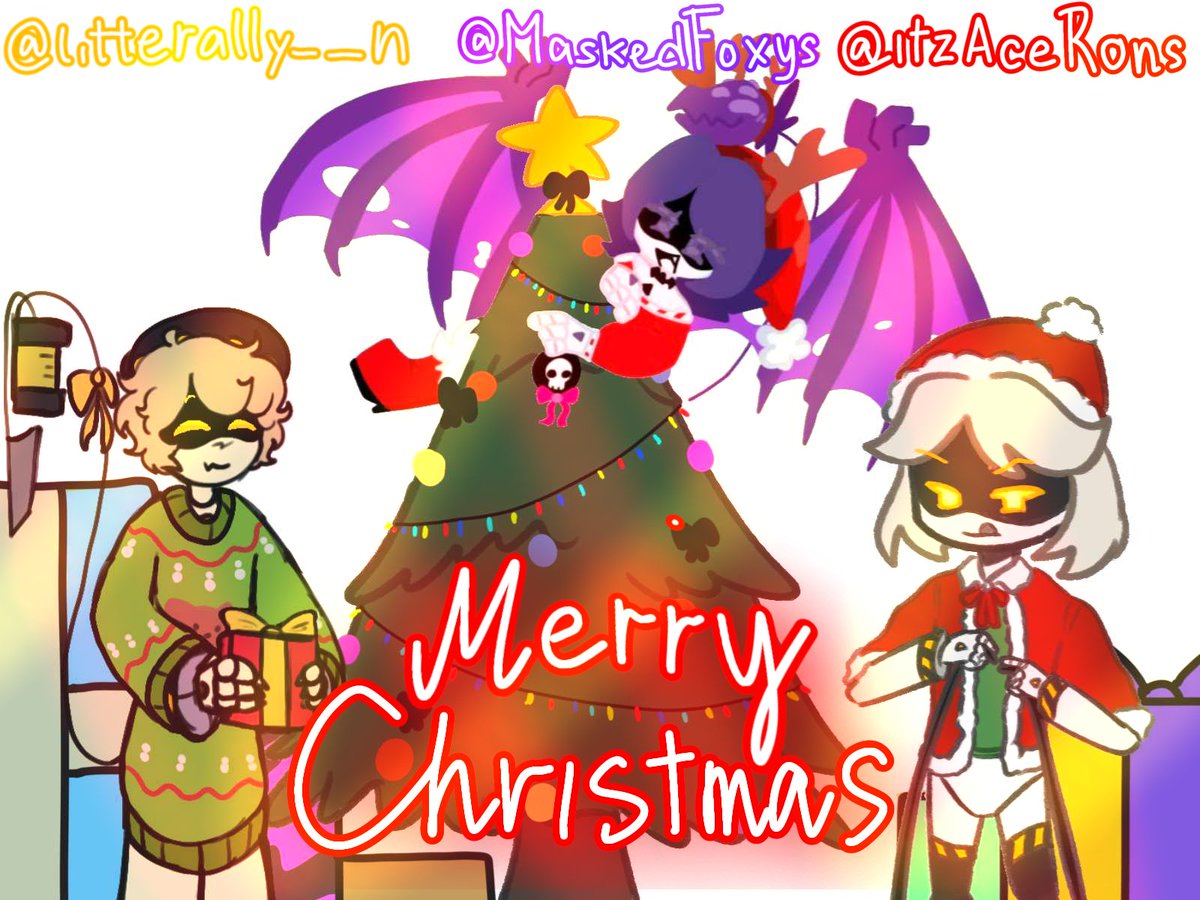 itzAceRons's tweet photo. MERRY CHRISTMAS EVERYONEEE!!!! 🎄🎉🎄🎉🎅🎅🎅🎅🎄🎄SORRY IF IT'S LATE

HERE'S A COLLAB WITH @literally__n AND @MaskedFoxys, WE MADE THIS FOR YOU, HOPE YOU ENJOY!! HO HO HO!! MERRY CHRISTMAS!!! 
#murderdrones #fanart #MerryChristmas https://t.co/sIIWF2WrVx