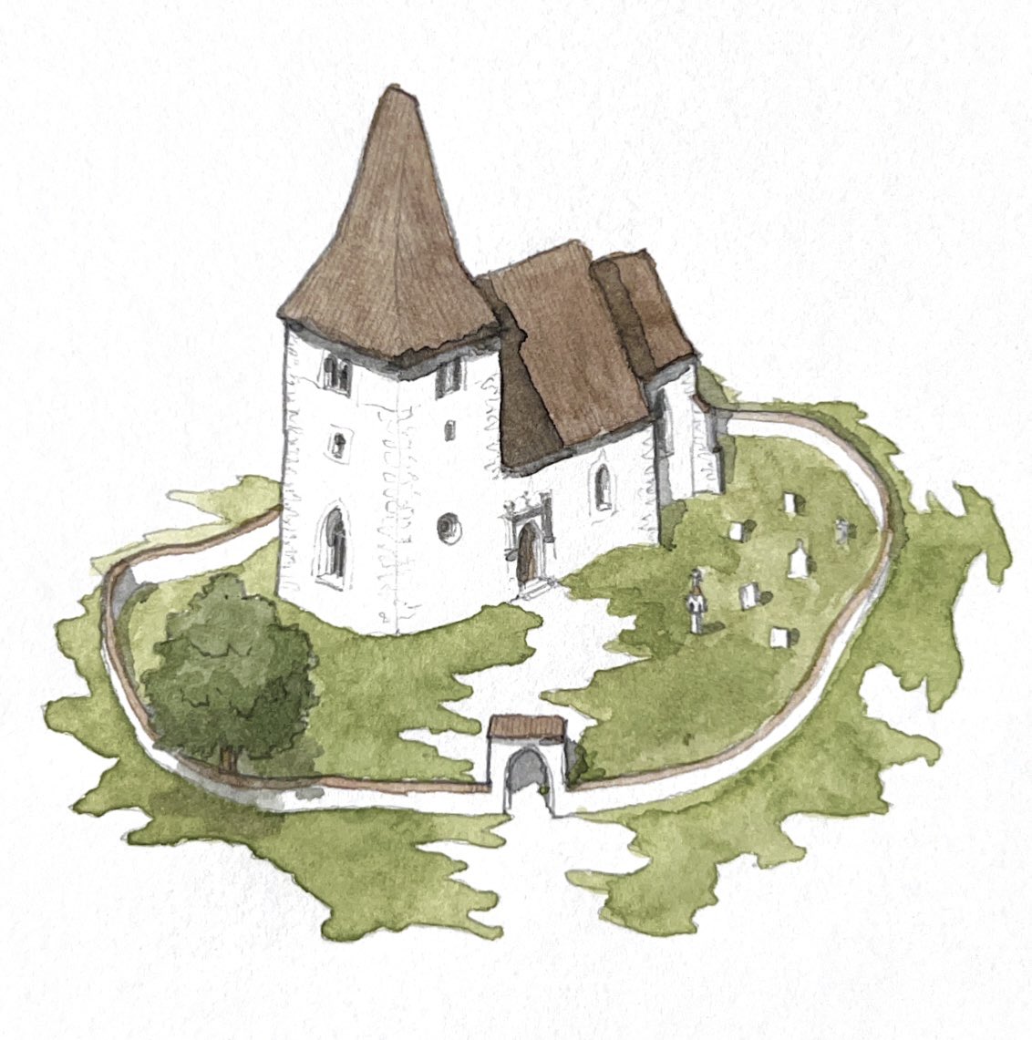 ClippyMagic's tweet image. sketched a little gothic church yard