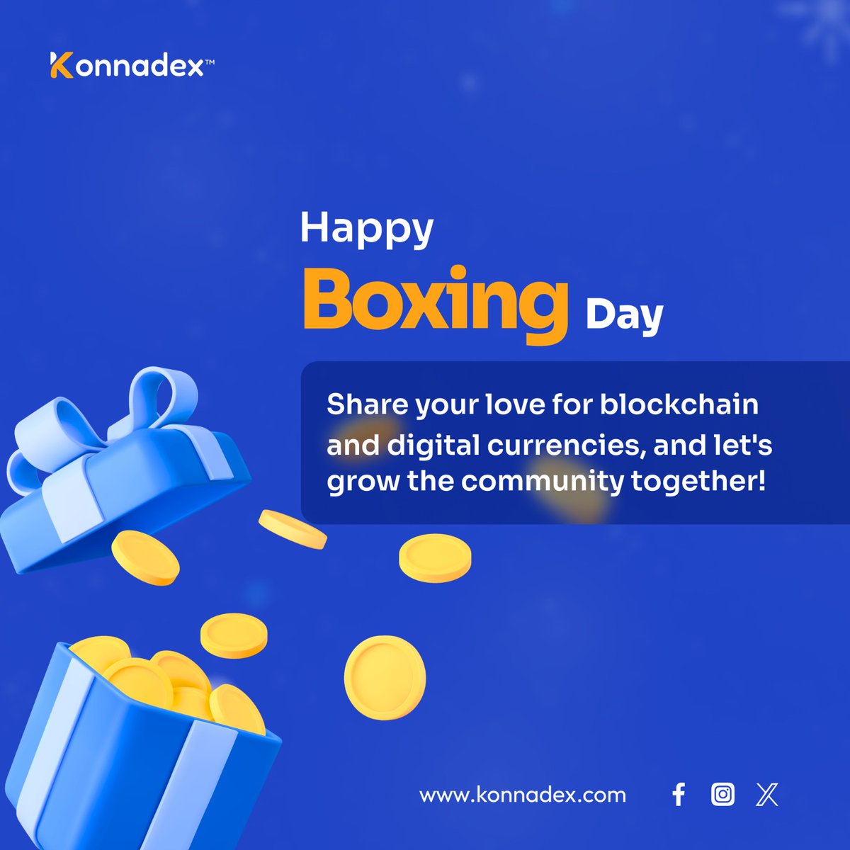 konnadex's tweet photo. Unbox your crypto potential this Boxing Day! ππ° Dive into the world of decentralized possibilities and unwrap the power of blockchain. π
Let the Boxing Day gains begin! ππ
#CryptoUnboxing
#BoxingDayGains
#BlockchainBounty https://t.co/GMXuMPL4hV