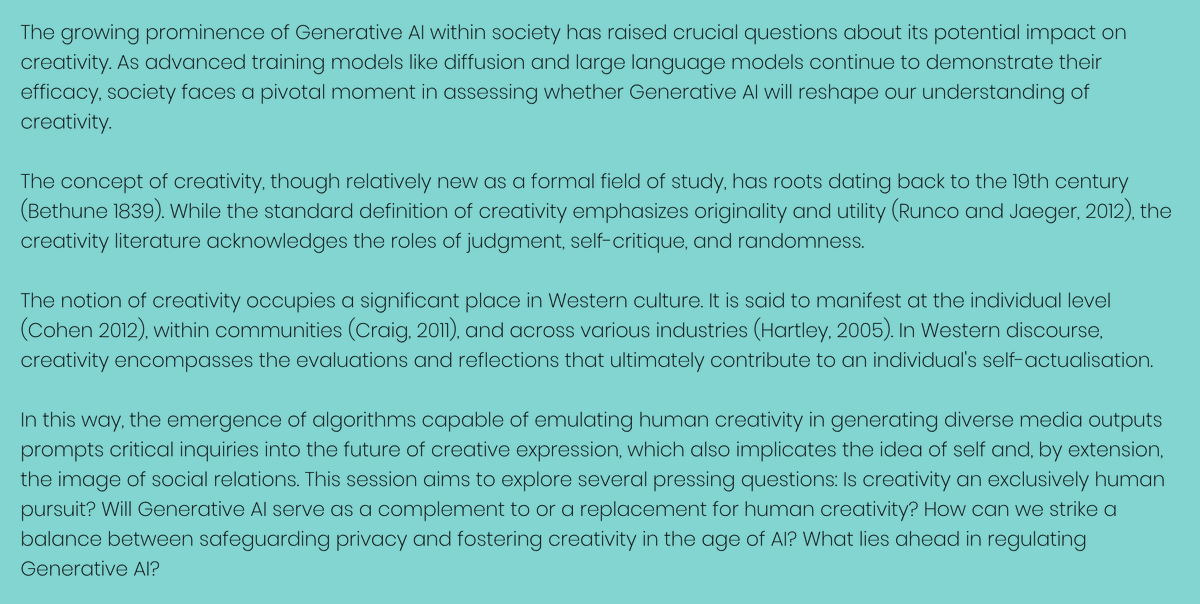 I am happy to share the call for papers for the panel I am organising with <a href="/MPoolsavasdi/">Mespiti</a> at <a href="/SLSA_UK/">SLSA</a>'s  2024 conference. 

Panel: Law, Machine, and Creativity: Socio-Legal Implications of Regulating Generative AI
Date: 26-28 March, 2024

For more details: slsa2024.co.uk/streams-and-cu…