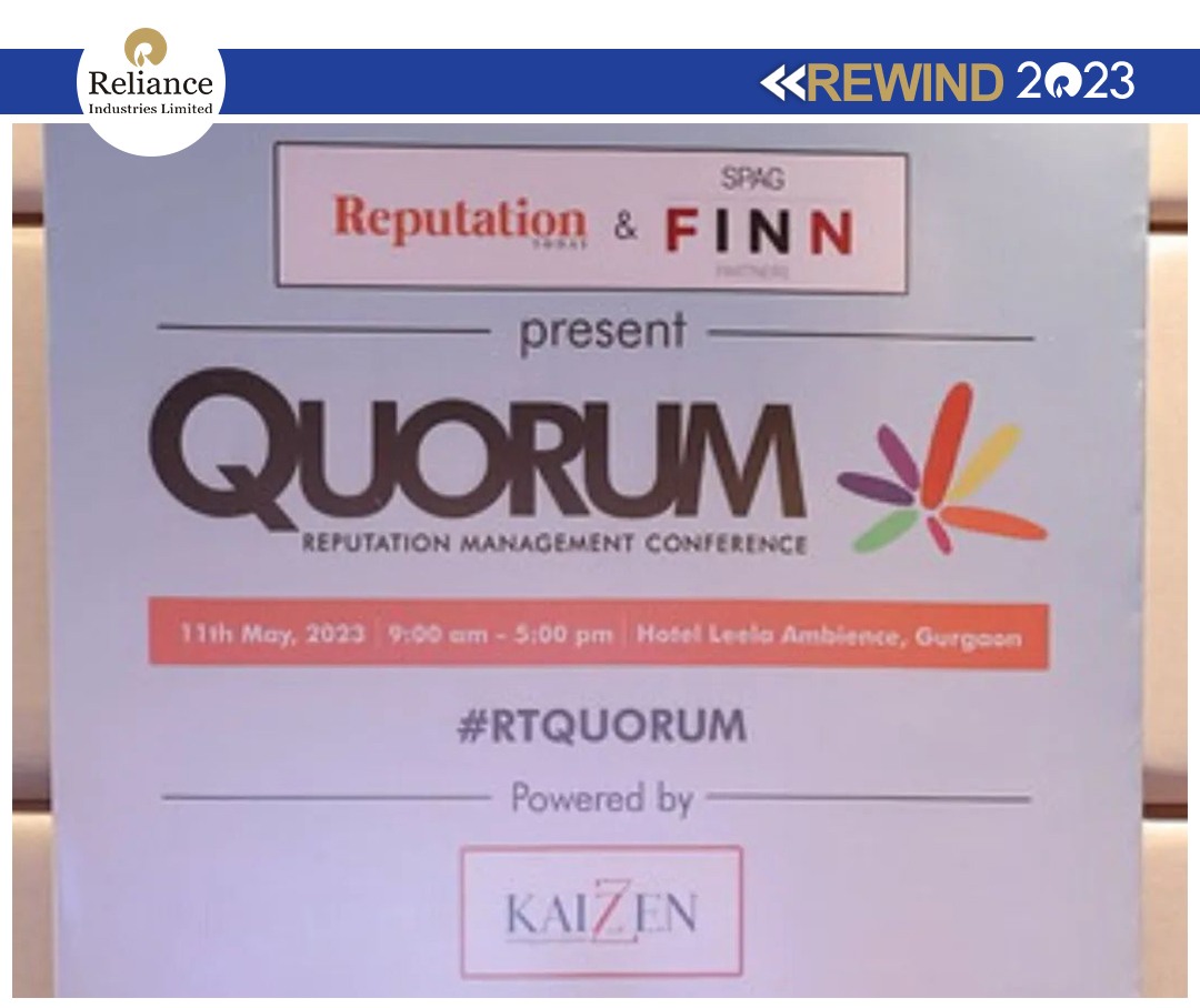 RIL_Updates's tweet photo. #TeamRIL was presented the Certificate of Achievement for ranking #1 in the list of Top 30 Corp Comm Teams in India by Reputation Today Magazine in an event on May 11, 2023 at The Leela Ambience, Gurgaon.
Details: https://t.co/u7jbsKM5gv
#RILRewind2023
16/ https://t.co/ifJiVUsjqU