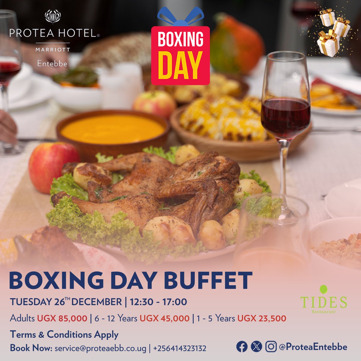 Extend the festive cheer! Indulge in our delectable Boxing Day Buffet, served with love from 12:30 pm to 5:00 pm. 

Let the feasting continue! 🍽✨

#FestiveFeast #BoxingDayBuffet