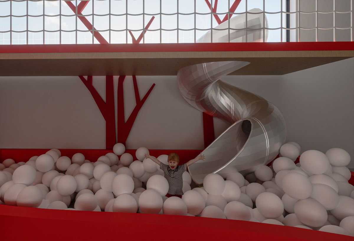 PuszkarDaniel's tweet photo. [Tihlearchitekti]
Kids gym s prvky stromů, lezeckou stěnou a skluzavkou. Díky převýšenému prostoru bylo možné rozšířit vrvky také do patra.
Ve spolupráci s Patricií Gleichovou
#architecture #architect #architektura #art #designer #archdaily #kidsarchitecture #tihlearchitekti https://t.co/QMA3BZszS5