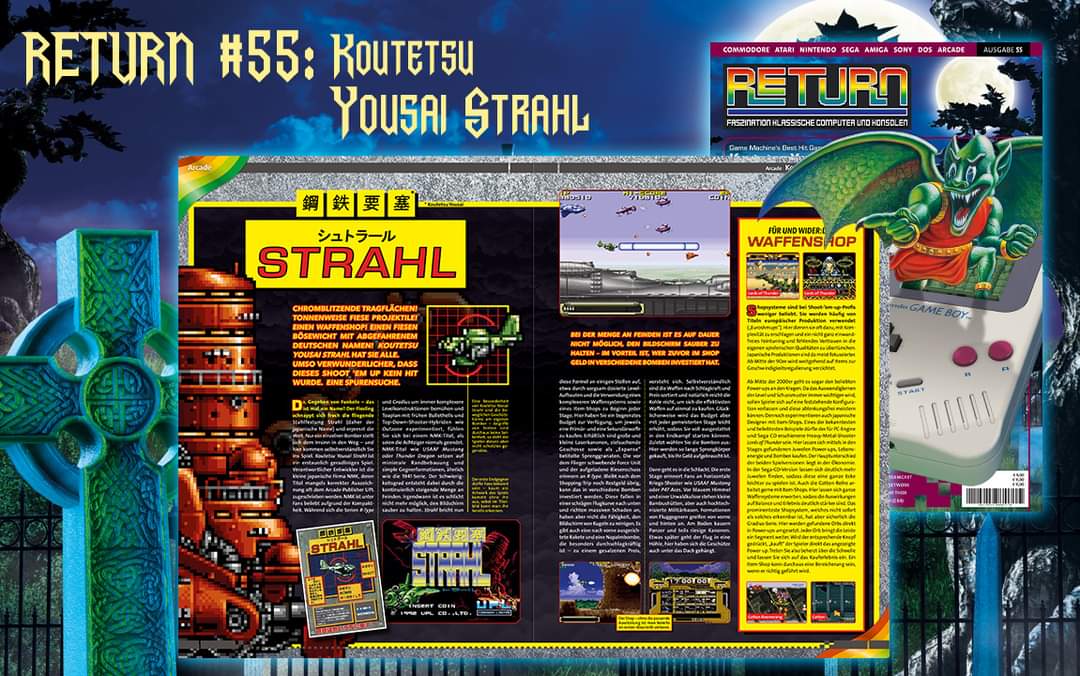 Chromblitzende Tragflächen! Tonnenweise fiese Projektile! Einen Waffenshop! Einen fiesen
Bösewicht mit abgefahrenem deutschen Namen! Verwunderlich, dass dieses Shoot 'em up kein Hit wurde.
Der ganze Bericht jetzt in RETURN #55.

return-magazin.de/produkt/return…