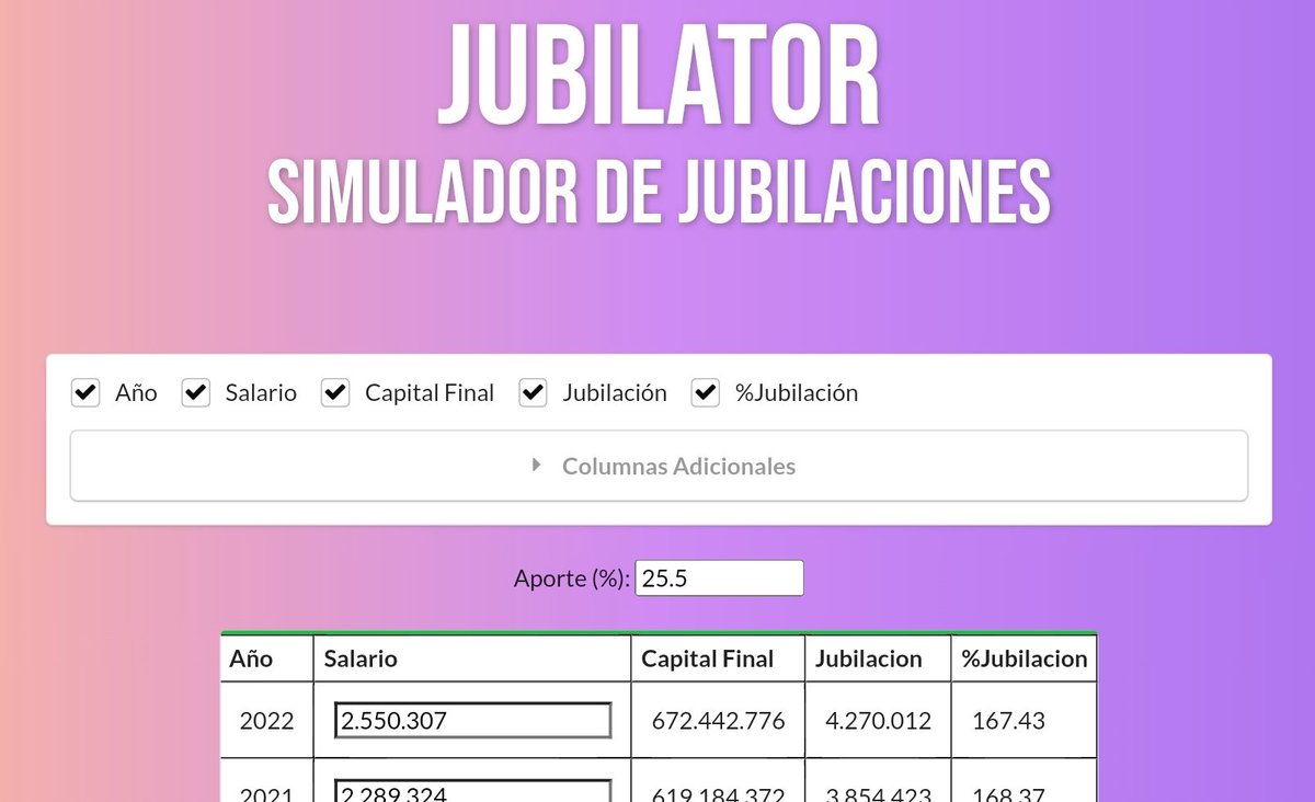 roberdam's tweet photo. Desde hoy queda oficialmente funcionando "𝙅𝙪𝙗𝙞𝙡𝙖𝙩𝙤𝙧", un simulador de jubilaciones con datos específicos de Paraguay creado para contestar preguntas que no podía responder hasta hoy.
https://t.co/7LjHjCLVcm

Va un hilo que creo será super interesante 🧵(1/7) https://t.co/rnv8xfHh6l