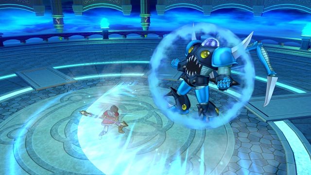 DQ_X's tweet photo. 【おしらせ】「邪蒼鎧デルメゼ」は、魔天の聖廟にある「導きの水晶・蒼」から挑戦できます。
見事「邪蒼鎧デルメゼ」のつよさⅣに勝利すると新たな称号を入手できますので、皆さんぜひ挑戦してみてくださいね！
 #DQ10 #DQXTV https://t.co/JRFx09WpTM