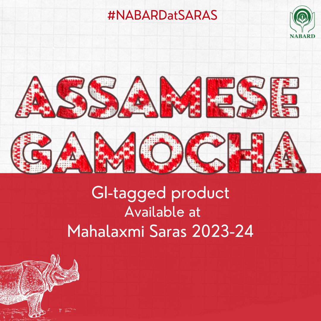 NABARDOnline's tweet photo. #NABARDatSARAS
Among the myriad of exclusive #GItagged products, the skilled #artisans from #Assam have brought the exquisite Assamese Gamocha to #MahalaxmiSaras 2023-24! Witness the true essence of Assamese tradition brought to life through the intricate designs of the #Gamocha. https://t.co/jHVQacMaI2