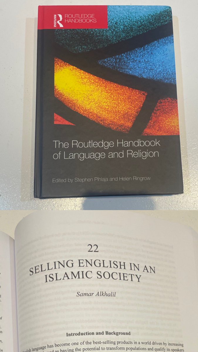 My copy of “The Routledge Handbook of Language and Religion” has just arrived. My chapter explores how English language is linked to Islam in the process of promoting the language to Muslim people.