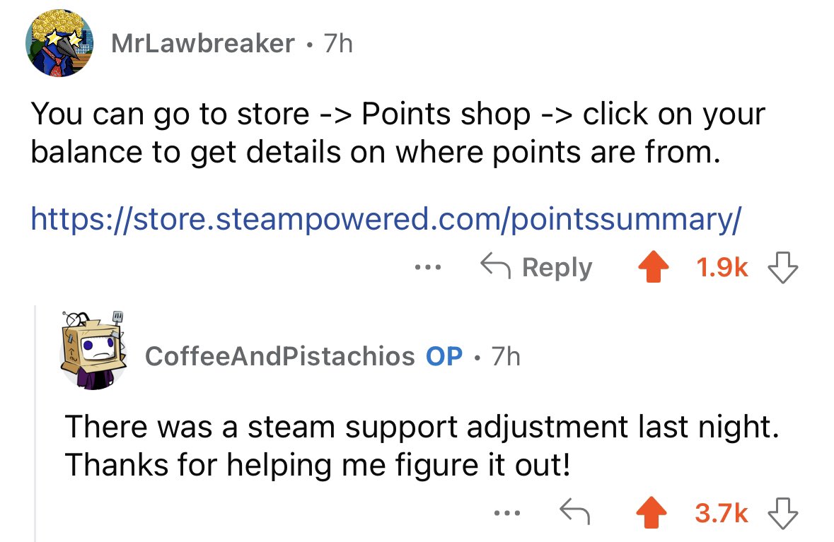 TheBase16's tweet image. Merry Christmas to this guy who posted in the steam subreddit yesterday that he was one point away from 69k and to the valve employee who silently granted him the single point on Christmas Day.