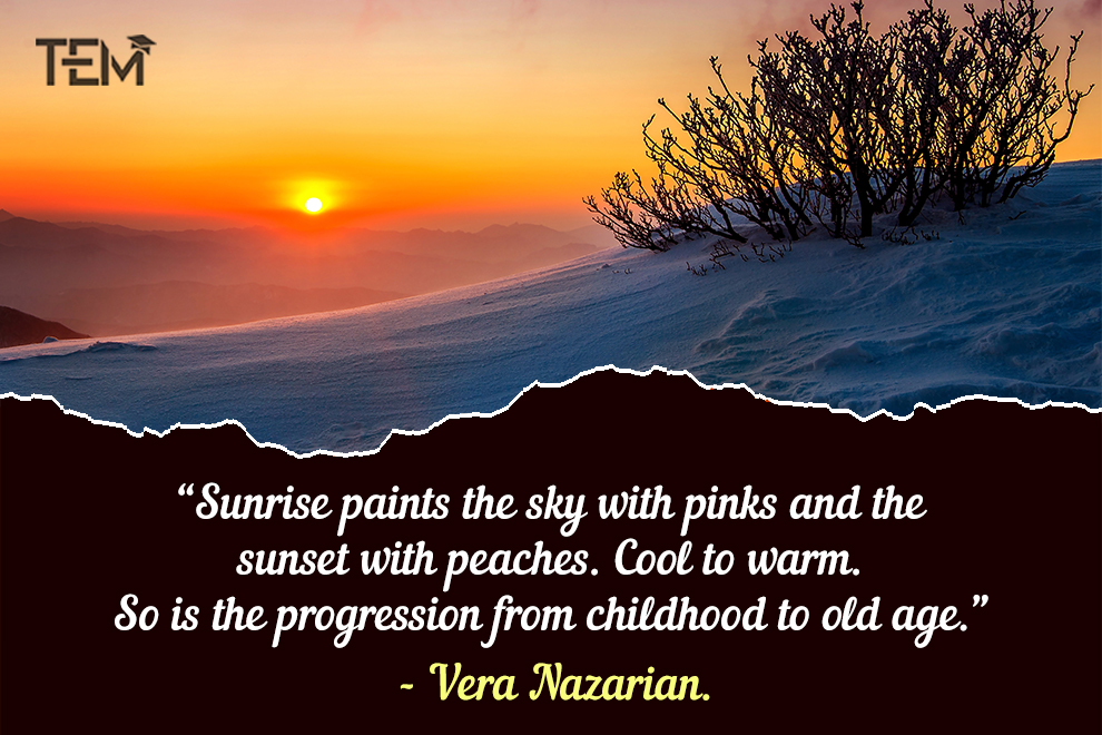 TheEducationMag's tweet photo. “Sunrise paints the sky with pinks and the sunset with peaches. Cool to warm. So is the progression from childhood to old age.” – Vera Nazarian.

Read More: https://t.co/nt4kfWMVQ9

#sunrise #sunrisequotes #sky #sunquotes #motivation #newhopes https://t.co/ZJm3kKL2Ub