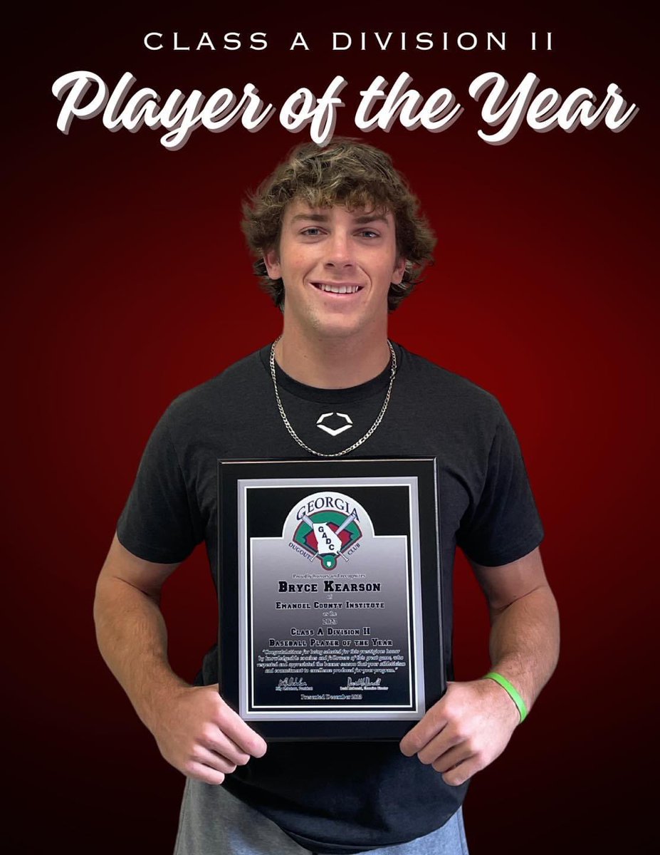 Representing the “E” one last time and closing out the 2023 season with the highest honor in the state! Big congratulations to Bryce Kearson for being named Class A Division II State Player of the Year! WELL-DESERVED!! ⚾️#ECI #BulldogBaseball
<a href="/BryceKearson/">Bryce Kearson</a>