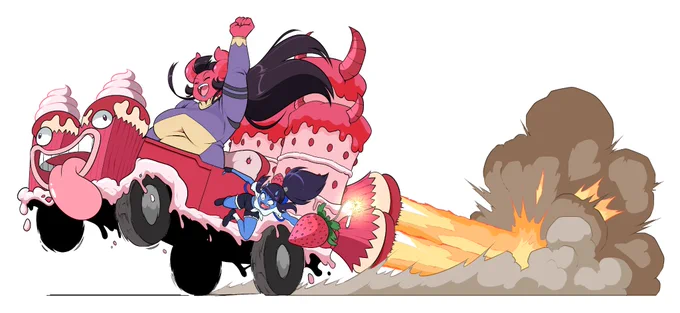 Had the absolute honor to draw Lulu and Lala racing alongside so many other cool artists' OC's for  Christmas collab!  Please go check out the original post and all the other cool artists there! They all did such a fantastic job. Happy Holidays, y'all!