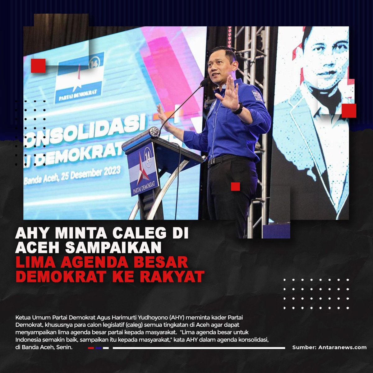 Ingin Demokrat berjaya kembali di Aceh, AHY instruksikan kader sampaikan lima agenda besar ke rakyat

AHY Demokrat S14P