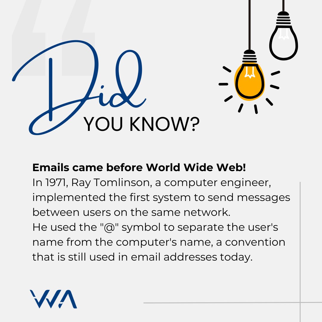 WinAuthority's tweet photo. The concept of electronic messaging predates what we now know as email. Did you know emails came before World Wide Web?

#DidYouKnow #techfacts #originofemails #emailorigin #techknowledge https://t.co/pxJpg6peNB