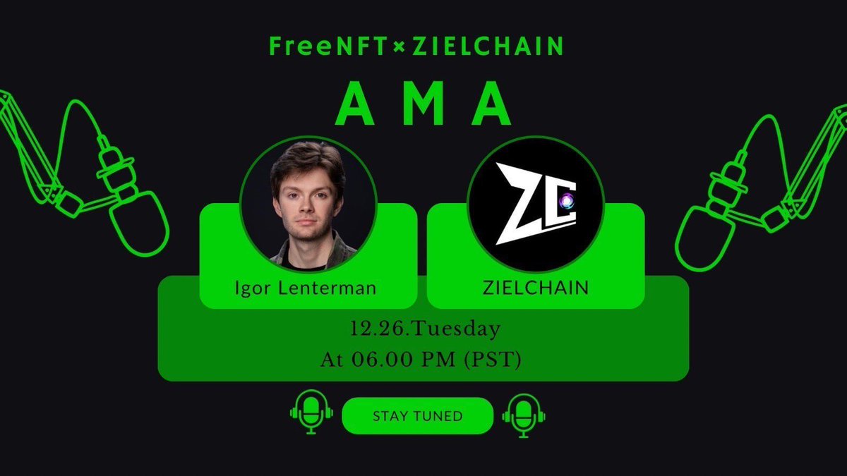 zielchain's tweet photo. We are doing AMA with @igorlenterman from @FreeNFT 🎙️
There will be giveaways to the audience 🔥
Let’s join us for this exciting AMA !!!
#ZIELCHAIN #FreNFT https://t.co/b1CVtiM1N9