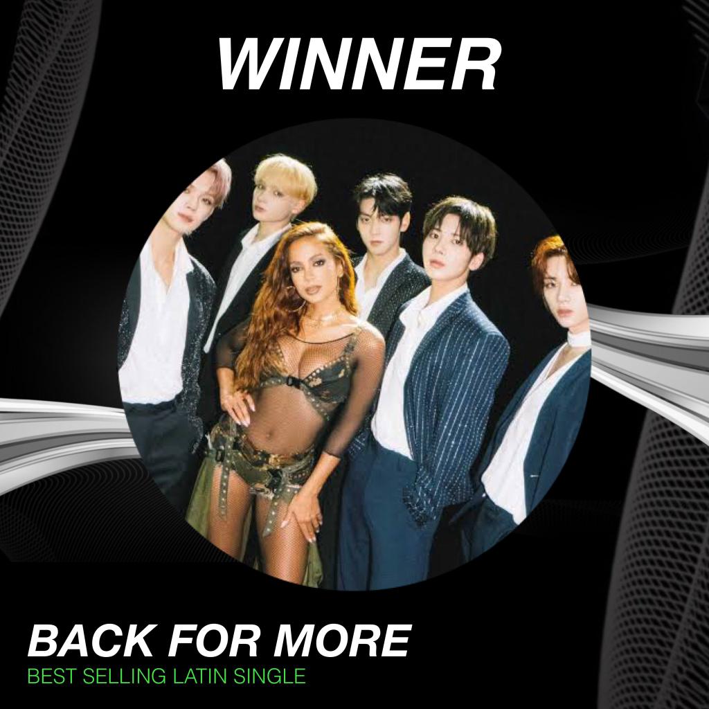 TXTChartData's tweet photo. .@TXT_members &amp; @Anitta's  "Back For More"  has won Best Selling Latin Single at the award China Year End. 🎉 https://t.co/7zFcseMRxz
