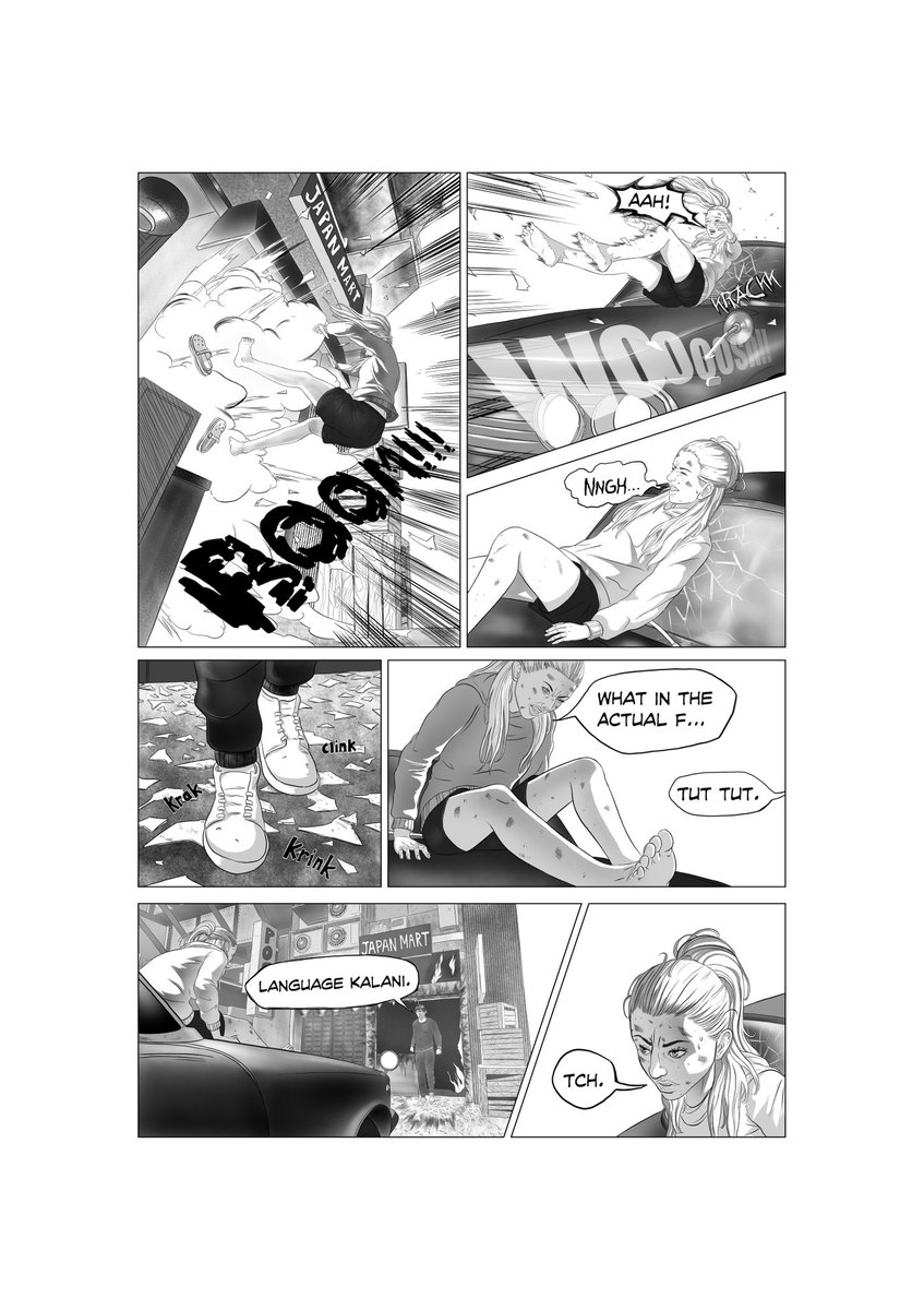 TheRooh1's tweet photo. Page two! Now we get into the action. Onomatopoeia’s are quite fun! 

#art #comics #comicart #Clipstudiopaint #digitalart #artists #artworks #draw #drawings #drawing #nzart #nzartists #inkart #ink #graphicnovel https://t.co/ZaF0Sg3QYx
