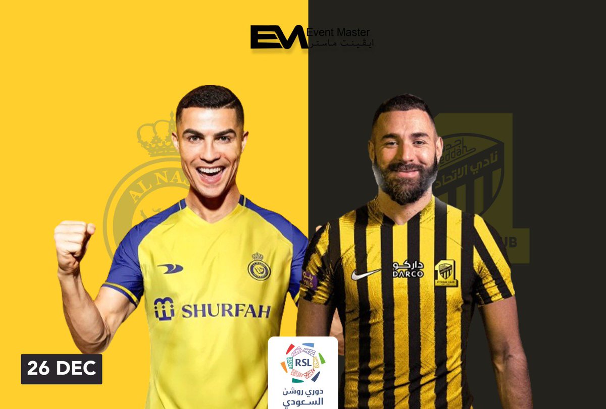 Eventmastersa's tweet photo. #الاتحاد_النصر #النصر_الاتحاد 

كلاسيكو #دوري_روشن اليووم 🤩

جماهير العميد و جماهير العالمي وفرنا لكم تذاكر الكلاسيكو المنتظر 🔥

26 ديسمبر 🗓️
9:00 PM ⏰
استاد الامير عبدالله الفيصل 🏟️ جدة 📍

مع #ايڤنت_ماستر اشتري و بيع #تذكرتك 🎟️ بكل أمان

رابط التذكرة ✨
https://t.co/APW5I1UMUP