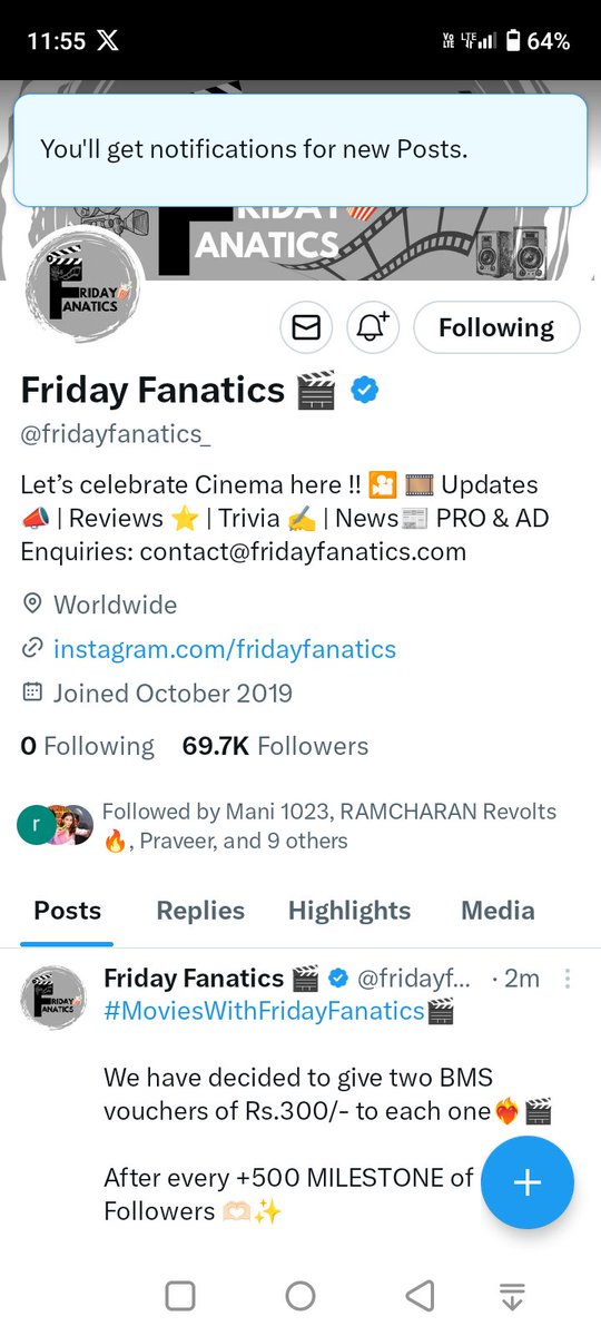 AgentCHARAN's tweet photo. @AlwaysNAGARAJU @fridayfanatics_ @GameChanger_RC #MoviesWithFridayFanatics🎬 Done ✅
#GiveawayAlert #giveawaycontest #Giveaway #BookMyShow #FridayFanatics https://t.co/i8dmdjyM3H