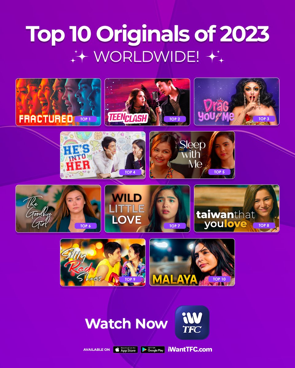 Eto ang mga Original Movies at Series na pinakapinanood nyo this year! 👏👏👏 

Check out the TOP 10 ORIGINALS OF 2023! Watch them all now on iWantTFC!  Just download the app or visit iwanttfc.com