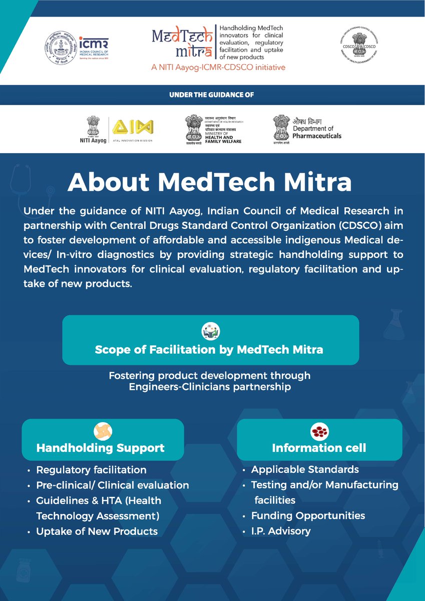 FollowCII's tweet photo. CII welcomes the launch of '#MedTechMitra', a pioneering initiative by @ICMRDELHI and #CDSCO, with support from @NITIAayog. This strategic effort is set to empower #MedTech innovators and fortify the healthcare ecosystem with advanced solutions for all. #HealthcareInnovation #CII4Health @CII4Health @MoHFW_INDIA