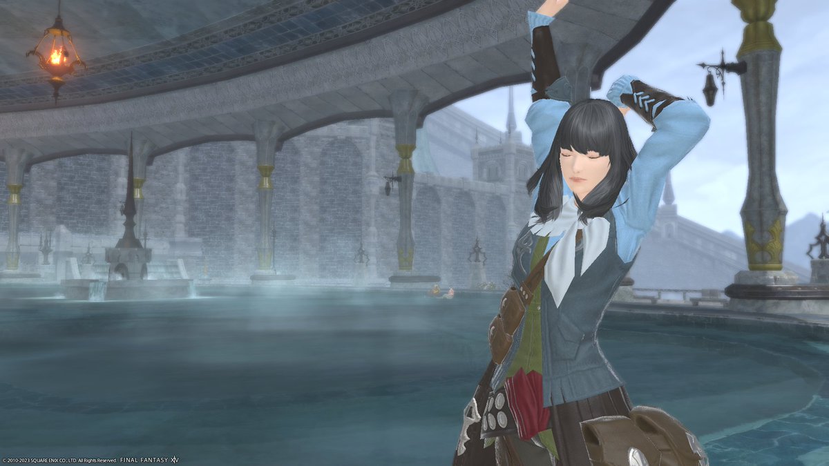 LicoFlo's tweet photo. #decembhyur2023
Day 26: Rest Recover
After all those Starlight part-time work of giving gifts to children and friends, it's time for a little unwind. And it just so happened that Lico heard of a spring pool at Empyreum recently... https://t.co/K9Z5jKYmw3