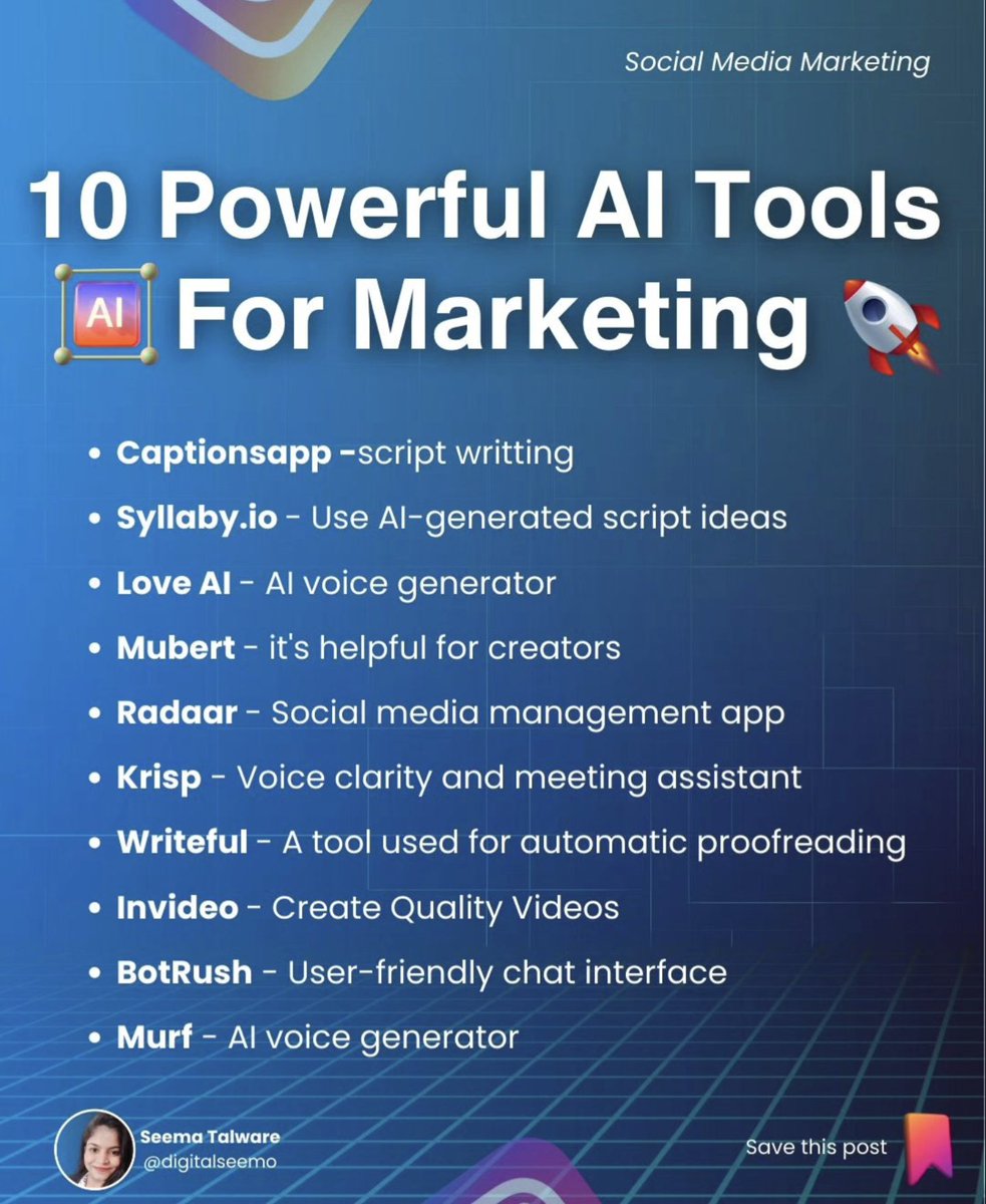 🚀10 outils d'#IA puissants pour le marketing... Vous connaissez lesquels ? #MarketingDigital