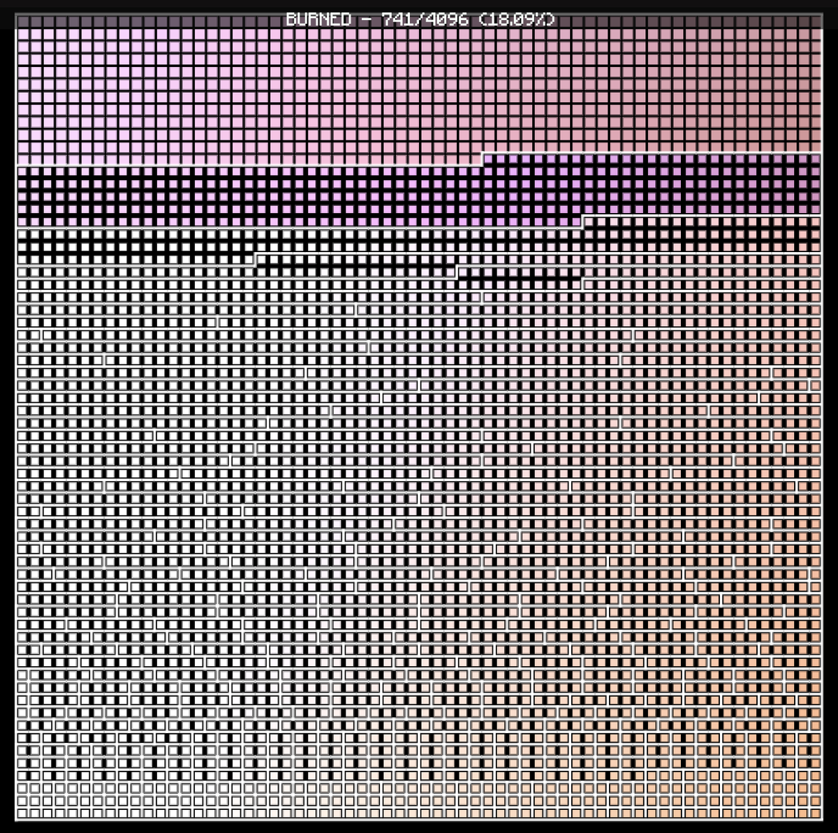 AP0LL_0's tweet image. Some interesting graphics regarding @4096ERC on their website. 

This interactive diagram (work of art) shows the statistics for all 4096 original tokens. 

As you can see here, 741 have been burned (so far) equaling 18.09% of the total supply.