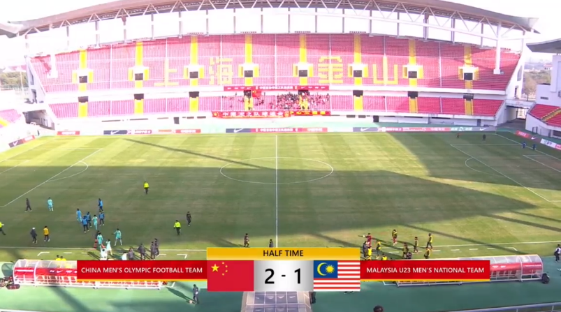 HarimauMYstats's tweet photo. HT 🇨🇳2⃣➖1⃣🇲🇾

China memperoleh gol kedua menerusi indirect free kick. Malaysia akan beraksi dengan 10 pemain untuk baki 45 minit.

#HarimauMuda #CHNvsMAS https://t.co/ePC99msFMq