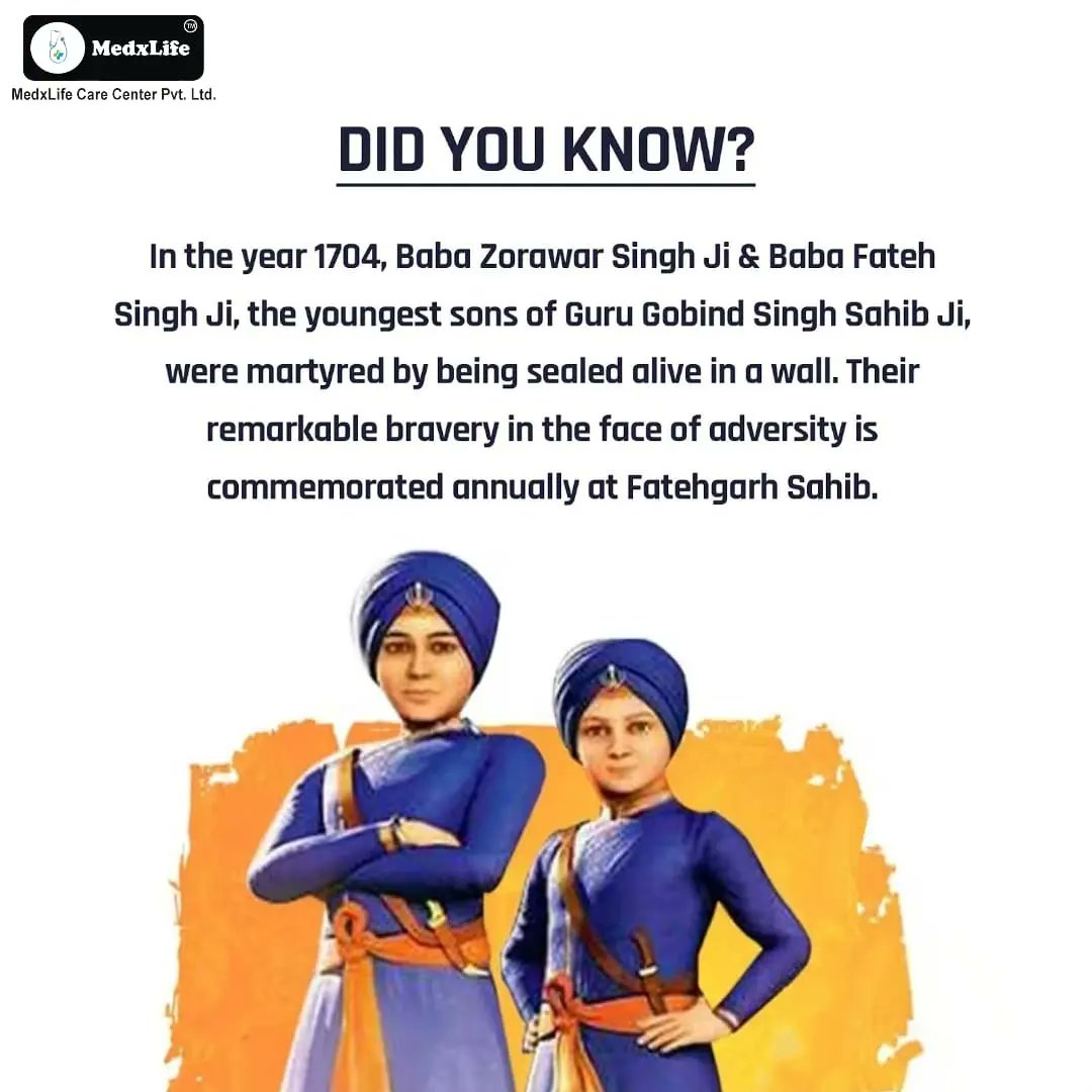MedxLife's tweet photo. Remembering the courage and sacrifice of Baba Fateh Singh ji and Baba Zorawar Singh ji on Veer Baal Diwas.

Their legacy inspires us to uphold values of bravery and righteousness. Let's honor their memory and reflect on the teachings of Guru Gobind Singh Ji.

#VeerBalDiwas2023 https://t.co/6fK1W0Gz4g
