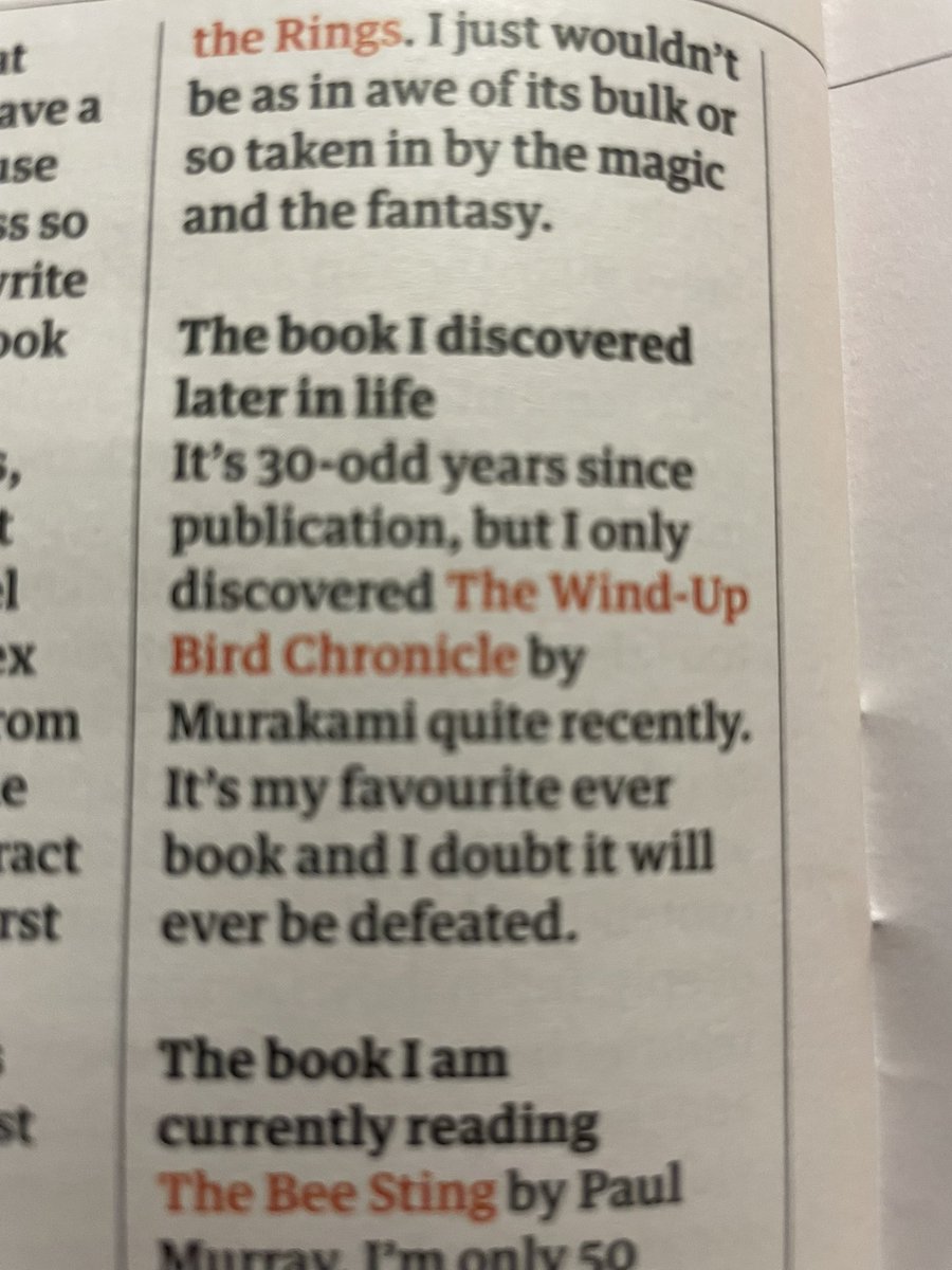 DBELLDHT's tweet photo. @RealBobMortimer - read this interview yesterday. You read any of @david_mitchell 's (also a Murakami fan/Murakami an influence) novels? If not, start with Ghostwritten or Cloud Atlas. Bone Clocks also highly recommended &amp; if you want some 80s nostalgia, Black Swan Green. Any! https://t.co/f3uXYVKWU7