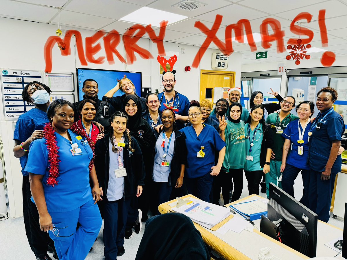 Another A&amp;E overnight Christmas shift with some great NHS colleagues. All of us in the photo are either immigrants ourselves or the children of immigrants and we’re all so proud to work here in the NHS. And our masks went back on right after the photo… 😊🎄