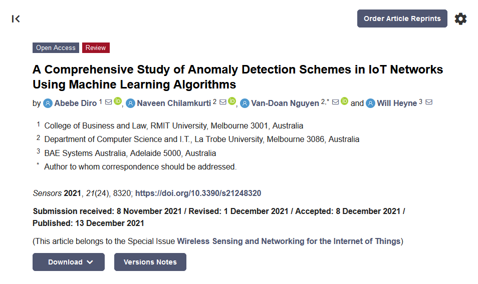 Sensors_MDPI's tweet image. #highlycitedpaper
A Comprehensive Study of Anomaly Detection Schemes in IoT Networks Using Machine Learning Algorithms
mdpi.com/1424-8220/21/2…
@RMIT
@latrobe
#cybersecurity #anomaly_detection #the_Internet_of_Things #machine_learning #deep_learning #blockchain