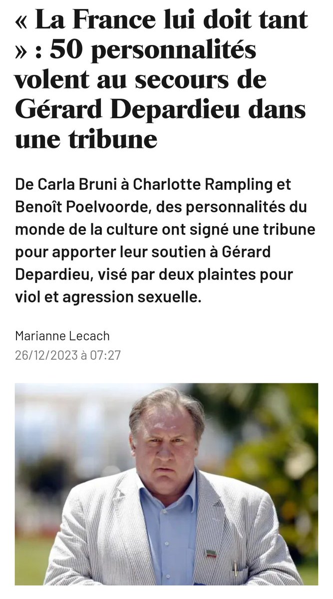 Une entreprise difficile à mener... mais nous y voilà ! 
Nous sommes plus de 50 artistes à dire officiellement NON au lynchage du dernier monstre sacré du cinéma français ! 
Rampling, Baye, Blier, Afida Turner, Michel Fau, Victoria Abril et Jacques Dutronc sont dans les rangs !