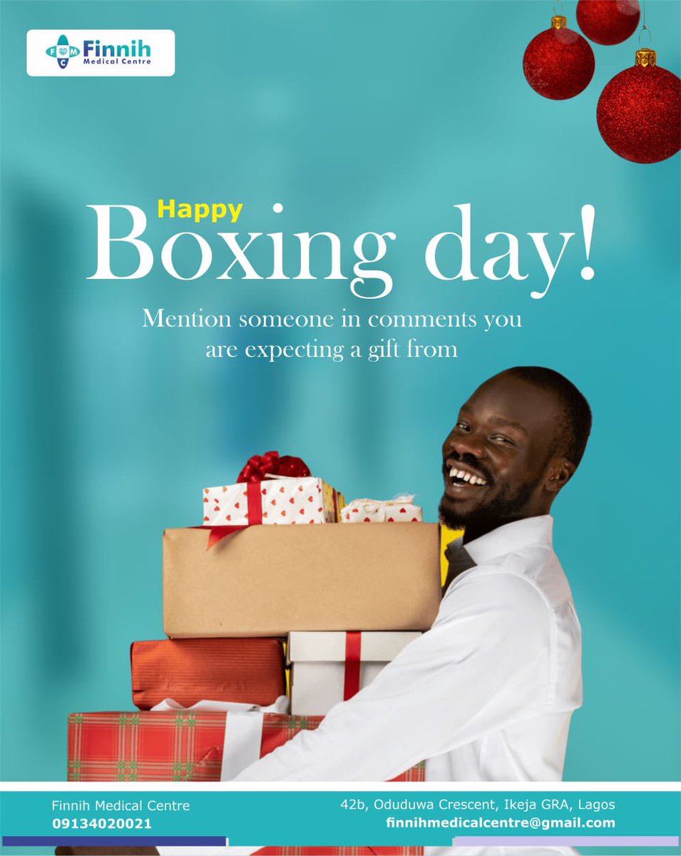 Finnih_mc's tweet photo. After the joyous celebration of Christmas, let's unwrap the gift of well-being together on Boxing Day. Your health is our priority at Finnih Medical Centre.
#FinnihMedicalCentre
#Health
#WeTrulyCare
#PatientHealth #FinnihMedicalCentre
#BoxingDayWellness #HealthUnwrapped https://t.co/Dzf8VS3O1f