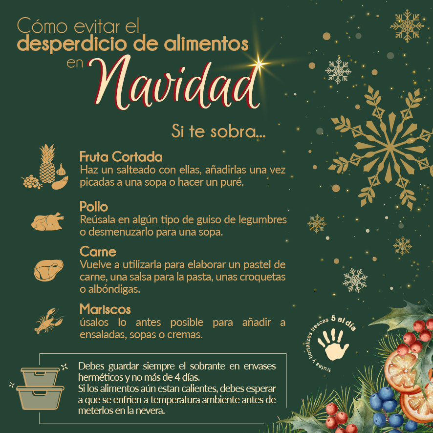 5aldiaspain's tweet photo. En estas fechas, nos resulta más difícil calcular las cantidades a la hora de cocinar. Desde #5aldia te damos algunas ideas de reaprovechamiento para evitar el desperdicio de alimentos.
#Reaprovechamiento #CocinaconSentido #TrashCooking #StopDesperdicioAlimentario #Navidad https://t.co/EkHScwaASM