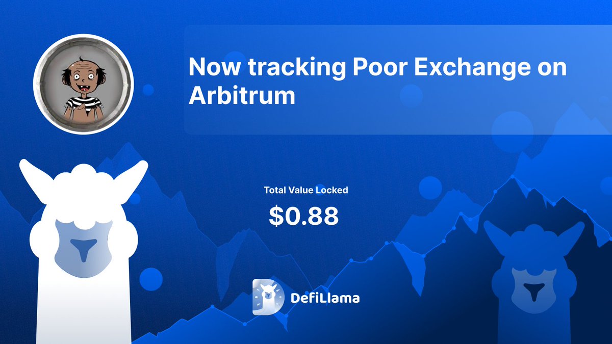ARB_Universe's tweet photo. โ @DefiLlama now tracking @poorexchange portfolio on @Arbitrum
โ #PoorExchange is a decentralized exchange (DEX) utilizing the Automated Market Maker (AMM) model
๐ฝ VISIT
https://t.co/vOqqCniyQE
#ARB_Universe https://t.co/SQXhKMANfB