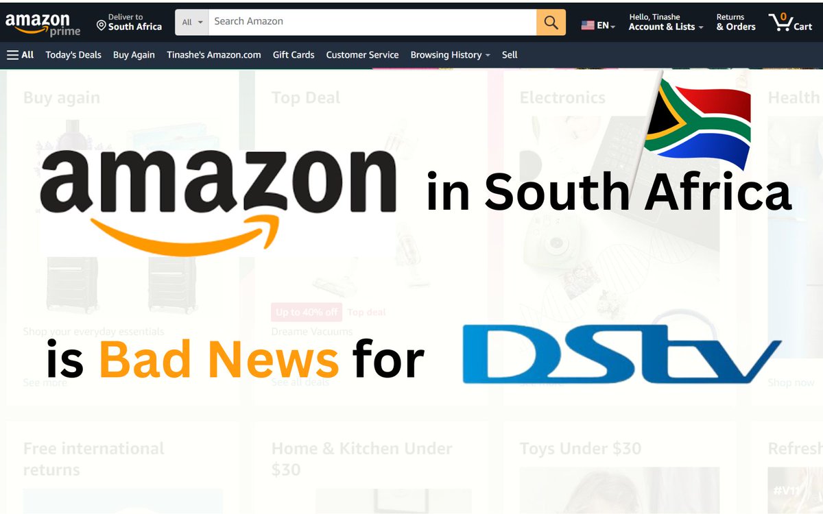 1/20 Amazon Coming to South Africa is Good News for Takealot but Bad News for MultiChoice, DStv's owners Recently, I wrote about why Amazon's Online Store could be good news for Takealot. However, there is one business that should be concerned — DStv. Here's why. 🧵THREAD🧵