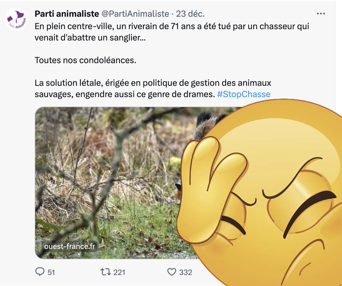 FrancAller_info's tweet image. Décès accidentel d'un riverain à #Gaillon #Eure en raison d'un tir sur un #sanglier, en ville, retour au réel ?

La #gendarmerie et les agents municipaux sont intervenus en raison de la présence d'un sanglier errant dans le centre-ville, qui aurait percuté