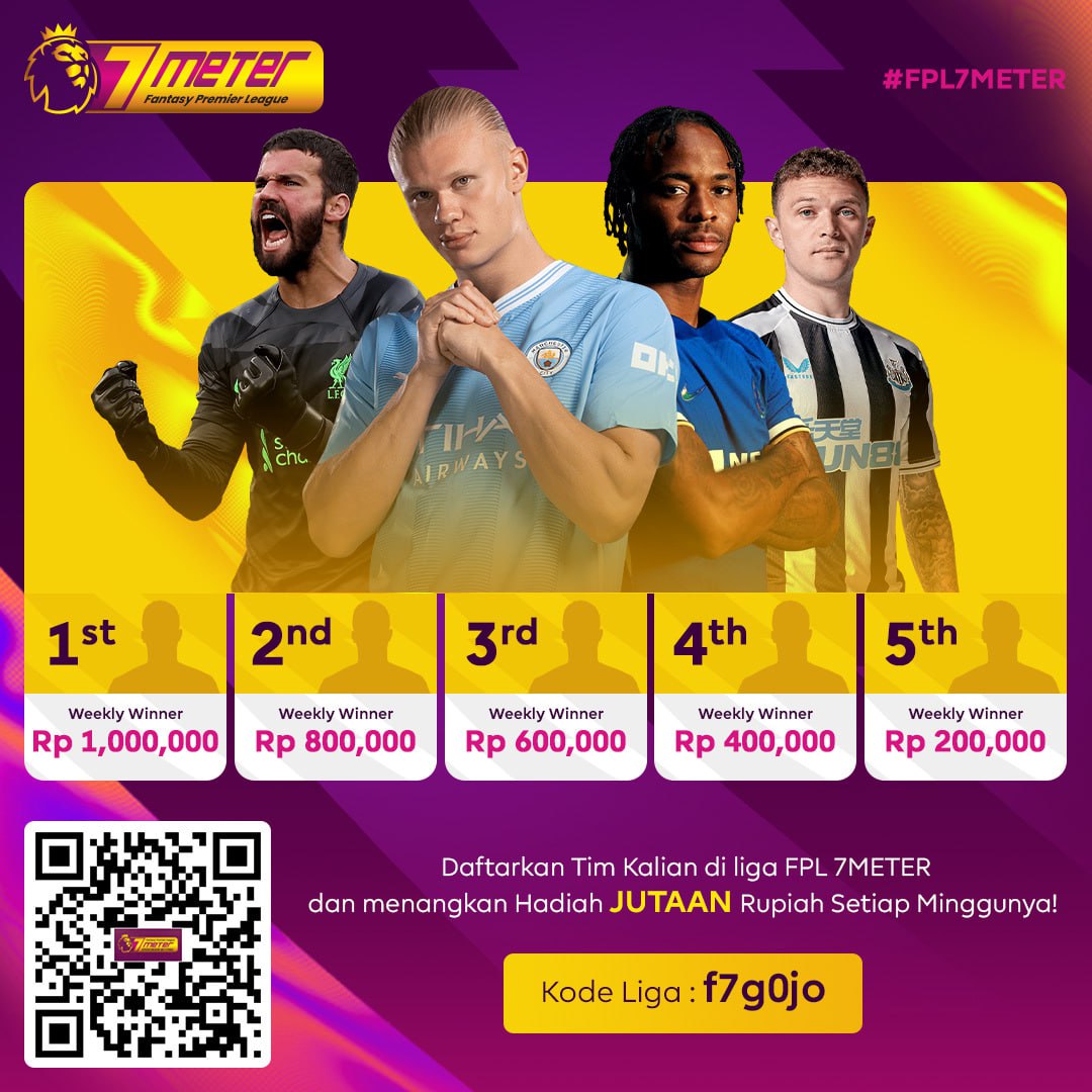 FPL_7Meter's tweet photo. MASIH OPEN GUYSSS!!

🏆 LIGA FPL 7METER 🏆

🎁 Total Hadiah Rp.3.000.000 (Tiap Gameweek) 🎁

Daftar disini: https://t.co/VUyH2ZJN7d

#LigaFPL7METER #7METER #LigaFPL #EPL #FPL #FPLtips #FPLindo #FPLnews #JoinFPL #JoinLigaFPL #JoinFPLindo #fantasypremierleague #englishpremierleague https://t.co/dy9t4YhmV1